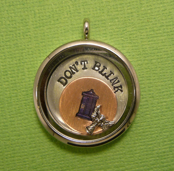 Doctor Who Inspired - Don't Blink - A Floating Locket / Memory Locket / Living Locket