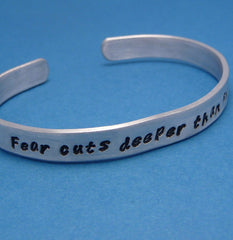 Game of Thrones Inspired - Fear Cuts Deeper Than Swords - A Hand Stamped Bracelet in Aluminum or Sterling Silver