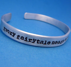 Sherlock Inspired - Every Fairytale Needs A Good Old Fashioned Villain - A  Hand Stamped Bracelet in Aluminum or Sterling Silver