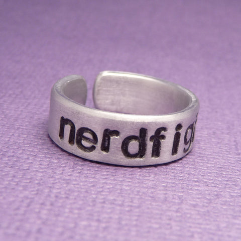 Nerdfighter - A Hand Stamped Aluminum Ring