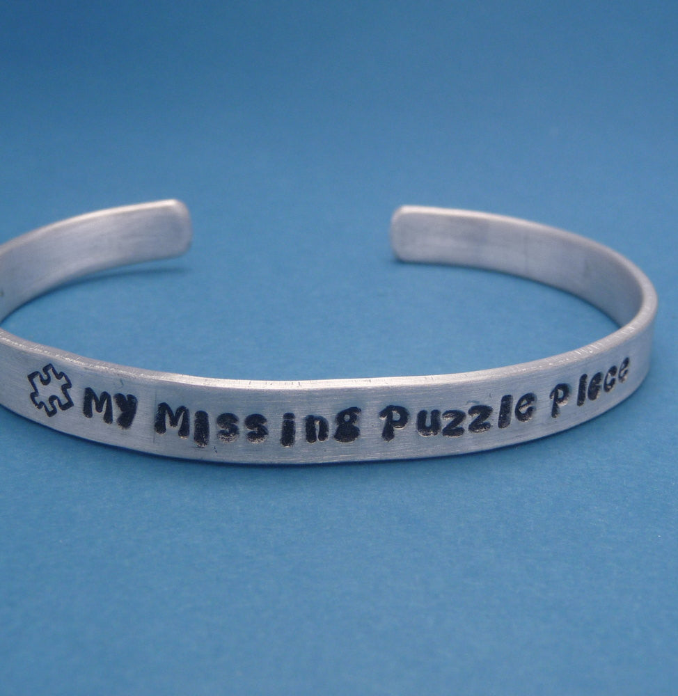 Glee Inspired - My Missing Puzzle Piece - A Hand Stamped Bracelet in Aluminum or Sterling Silver