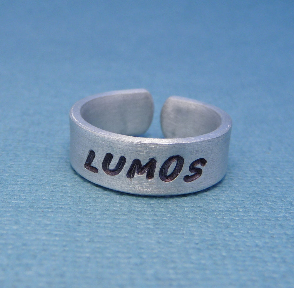 Harry Potter Inspired - Lumos - A Hand Stamped Aluminum Ring