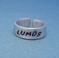 Harry Potter Inspired - Lumos - A Hand Stamped Aluminum Ring