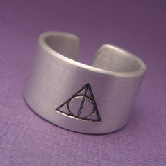 Harry Potter Inspired - Deathly Hallows - A Hand Stamped Aluminum Ring