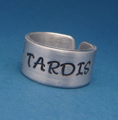 Doctor Who Inspired - TARDIS - A Hand Stamped Aluminum Ring