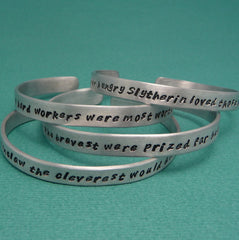 Harry Potter Inspired - CHOOSE ONE - Sorting Hat Song - A Hand Stamped Aluminum Bracelet