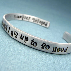 Harry Potter Inspired - I Solemnly Swear That I Am Up To No Good. Mischief Managed - A Double-Sided Hand Stamped Aluminum Cuff Bracelet