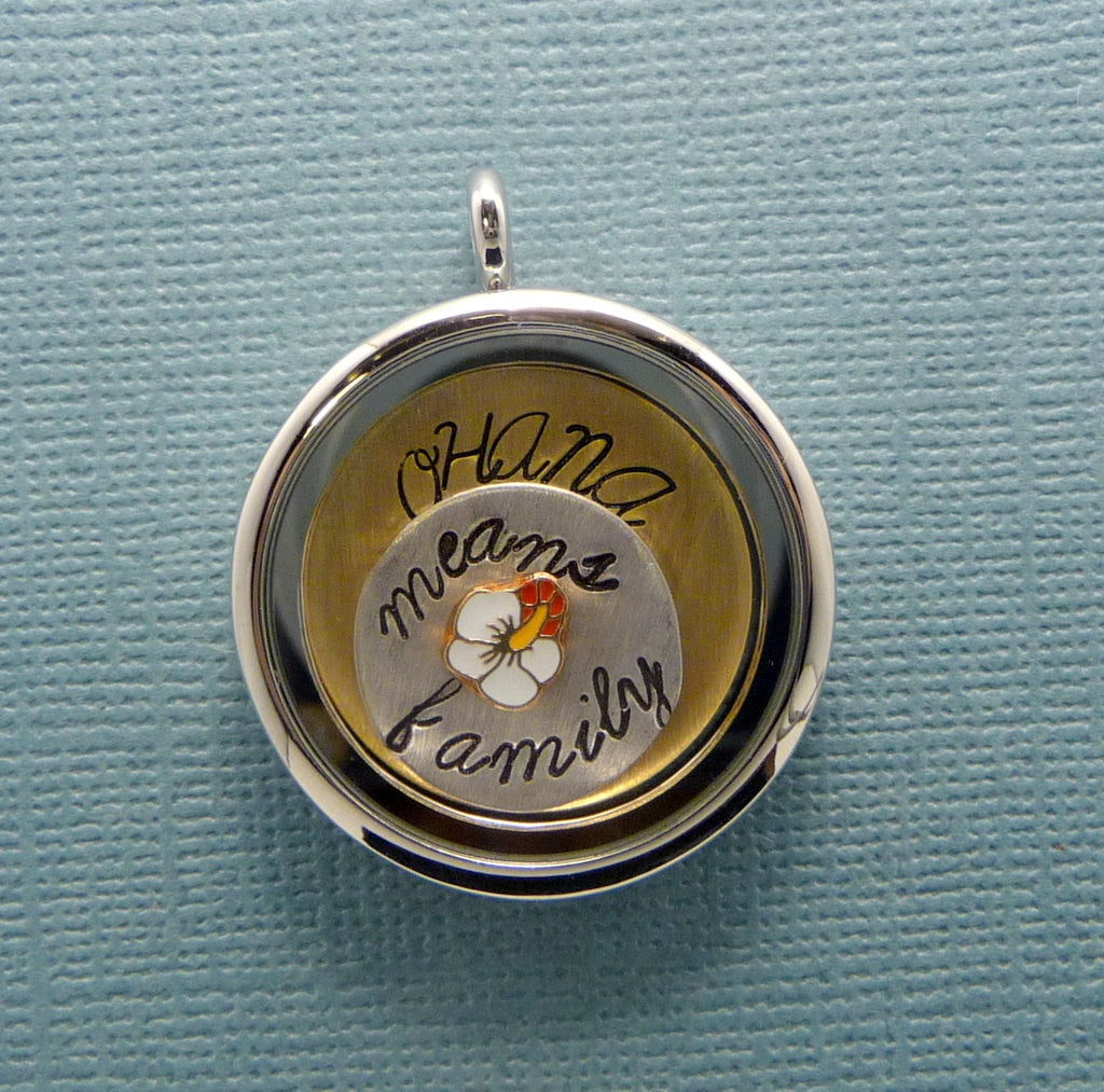 Lilo and Stitch Inspired - Ohana Means Family - A Floating Locket / Memory Locket / Living Locket
