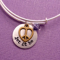 The Beatles Inspired - let it be - Adjustable Bangle Bracelet