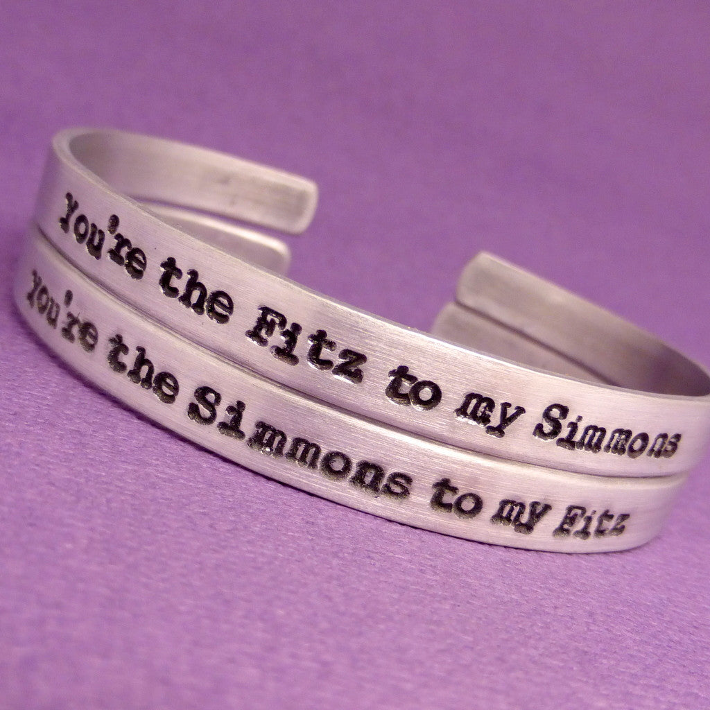 SHIELD Inspired - You're the Fitz to my Simmons & Simmons to my Fitz - A Set of 2 Hand Stamped Bracelets in Aluminum or Sterling Silver