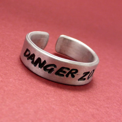 Archer Inspired - Danger Zone - A Hand Stamped Aluminum Ring