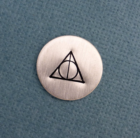Harry Potter Inspired - The Sign of the Deathly Hallows - Disc / Charm in Aluminum, Copper or Brass - Floating / Memory / Living Locket