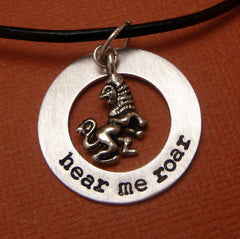 Game of Thrones Inspired - Hear Me Roar - A Hand Stamped Aluminum Washer Necklace