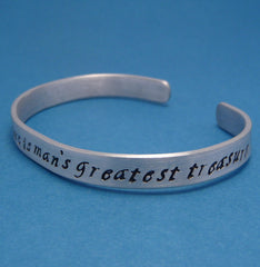 Harry Potter Inspired - Wit Beyond Measure Is Mans Greatest Treasure - A Hand Stamped Aluminum Bracelet