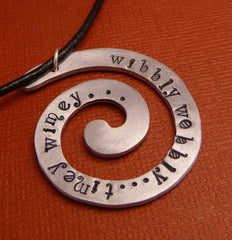 Doctor Who Inspired - Wibbly Wobbly...Timey Wimey... - A Hand Stamped Aluminum Spiral Necklace