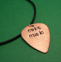 Custom Hand Stamped Copper Guitar Pick Necklace
