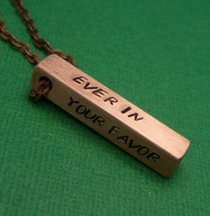 Hunger Games Inspired - May The Odds Be Ever In Your Favor - A Hand Stamped Copper Bar Necklace
