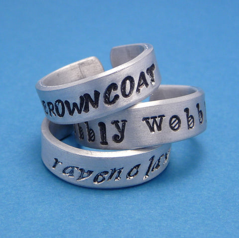 CUSTOM Hand Stamped Aluminum Ring - Stamped on TWO SIDES