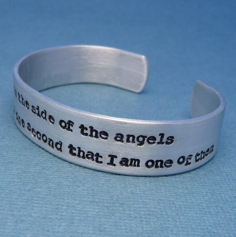 Sherlock Inspired - I May Be On The Side Of The Angels... - A Hand Stamped Aluminum Bracelet