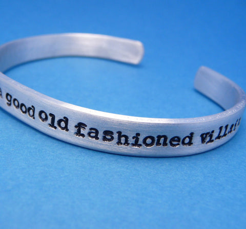 Sherlock Inspired - Every Fairytale Needs A Good Old Fashioned Villain - A  Hand Stamped Bracelet in Aluminum or Sterling Silver