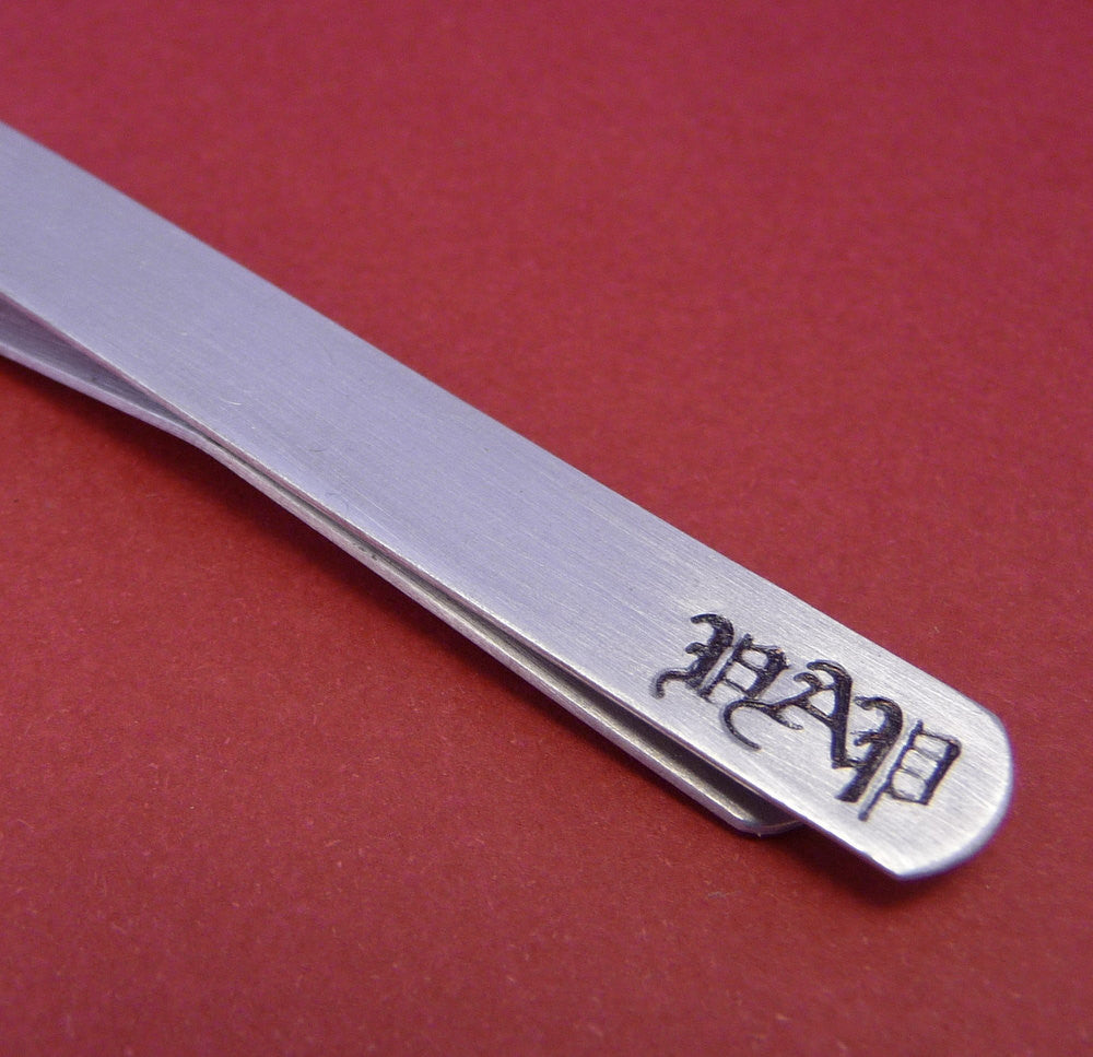 Custom Hand Stamped Aluminum Tie Bar