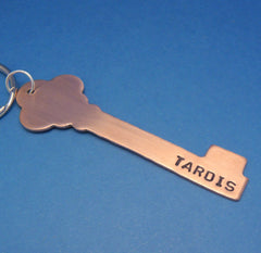 Doctor Who Inspired - TARDIS - A Hand Stamped Copper or Brass Keychain