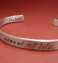 Game of Thrones Inspired - Moon of My Life. Khaleesi - A Hand Stamped Bracelet in Aluminum or Sterling Silver