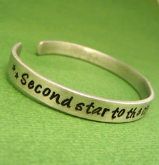 Peter Pan Inspired - Second Star To The Right And Straight On 'Til Morning - A Hand Stamped Bracelet in Aluminum or Sterling Silver
