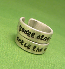 Harry Potter Inspired - You'll Stay With Me & Until The Very End - A Pair of Hand Stamped Aluminum Rings