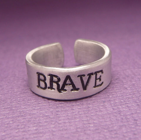 Brave Inspired - BRAVE - A Hand Stamped Aluminum Ring