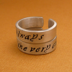 Harry Potter Inspired - CHOOSE ONE - Always & Until The Very End - A Hand Stamped Aluminum Ring