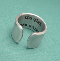 Doctor Who Inspired - The Girl Who Waited - A Double Sided, Hidden Message, Hand Stamped Aluminum Ring