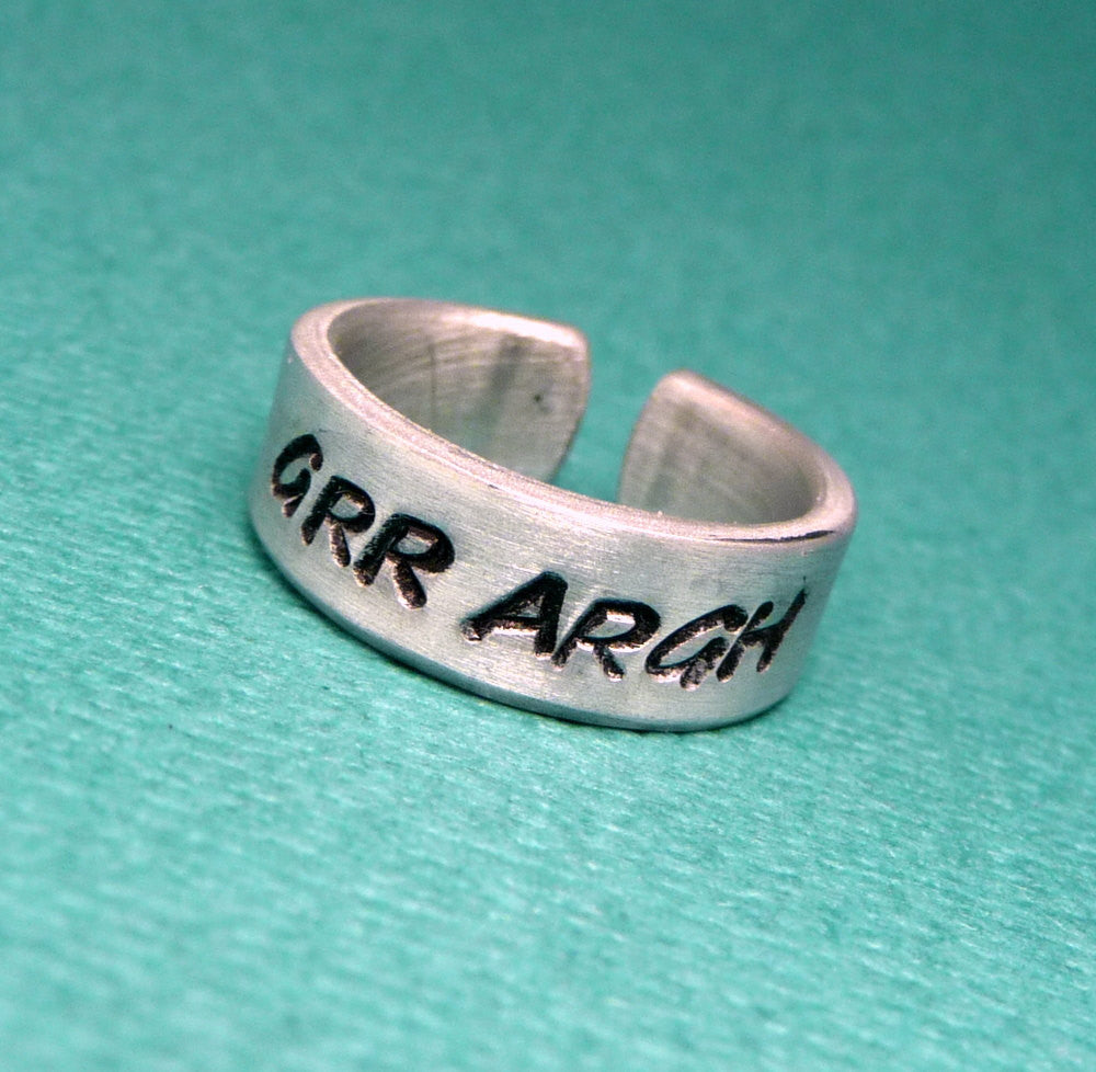 Grr Argh - A Hand Stamped Aluminum Ring