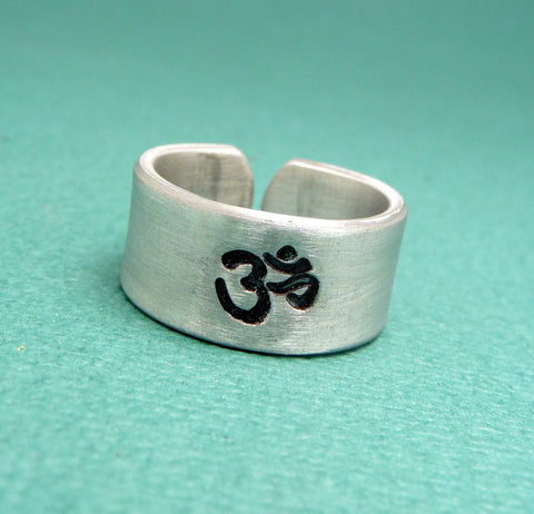 Om - A Hand Stamped Aluminum Ring